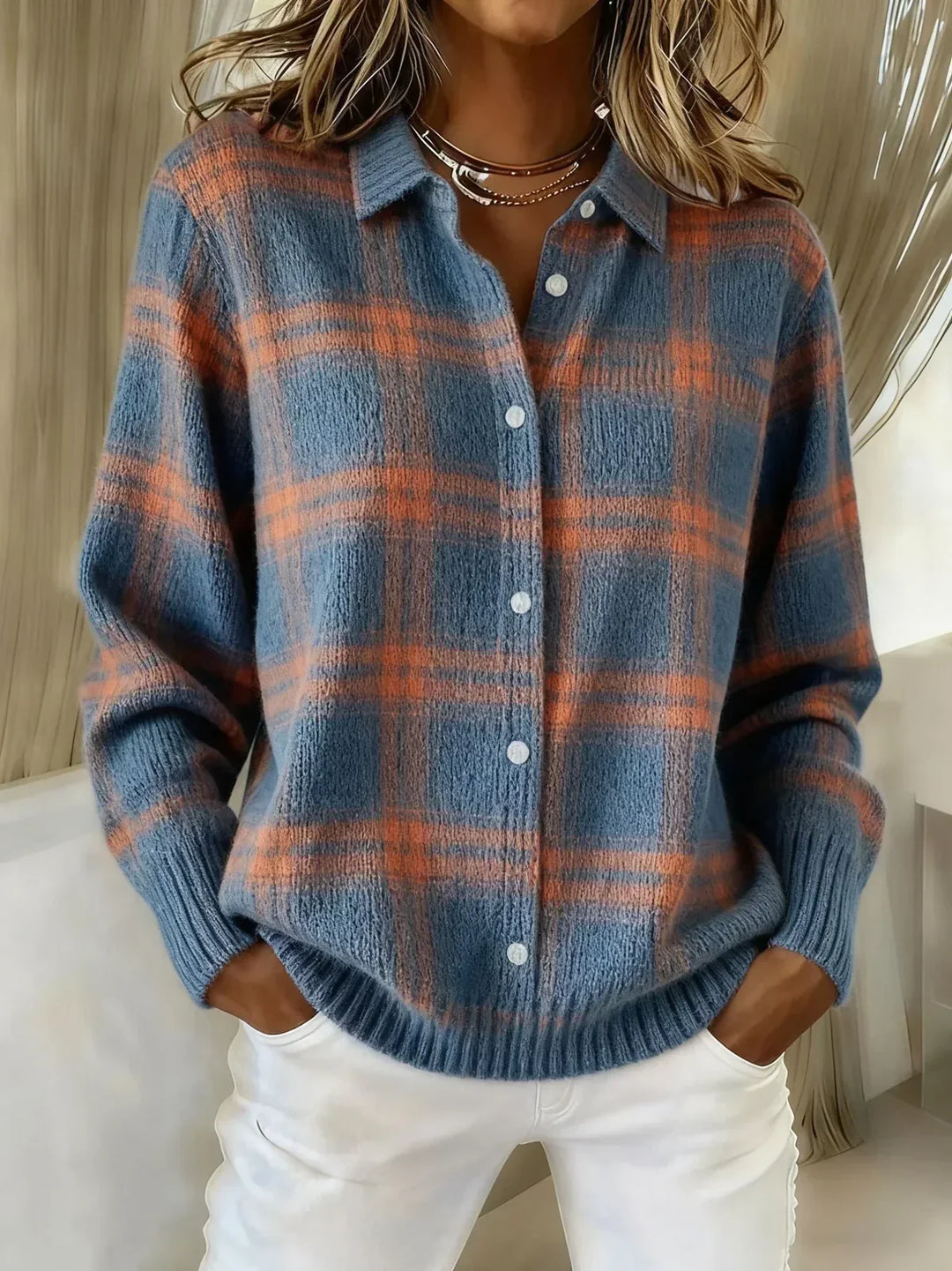 Sonia | Soft Knit Plaid Cardigan