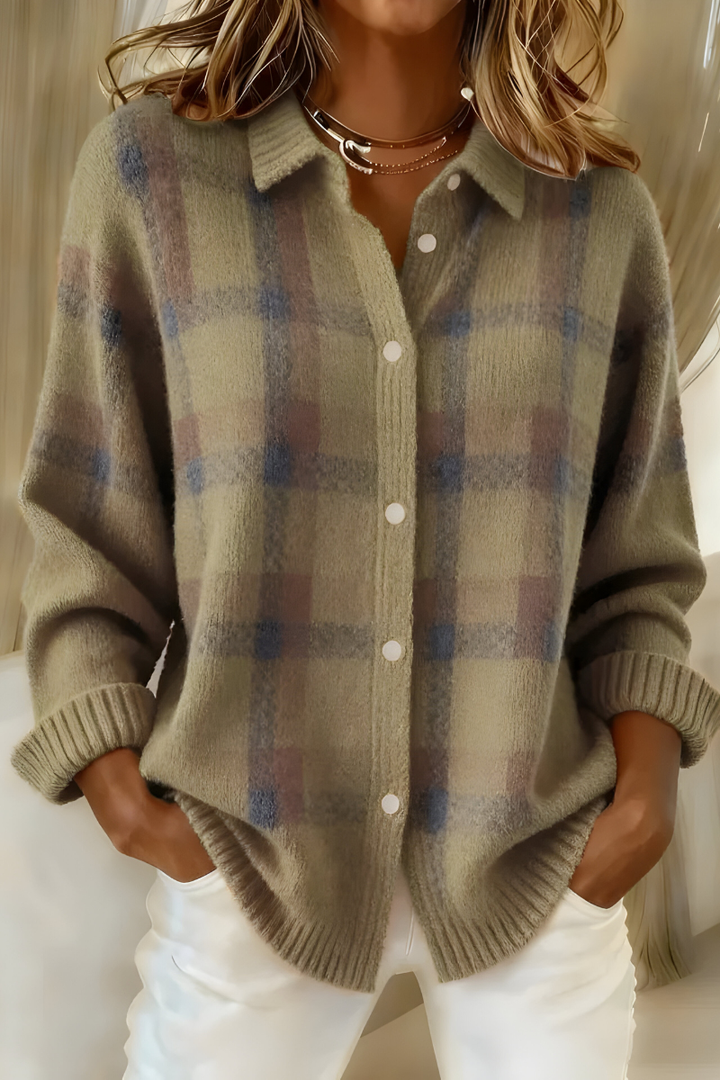 Sonia | Soft Knit Plaid Cardigan